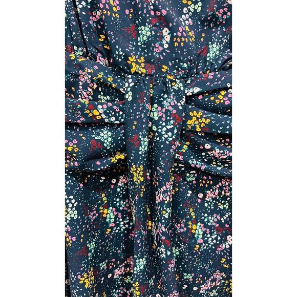 Derek Lam Long Sleeve V-Neck Blue Floral Midi Dress Size 40 US 4 - Picture 10 of 11